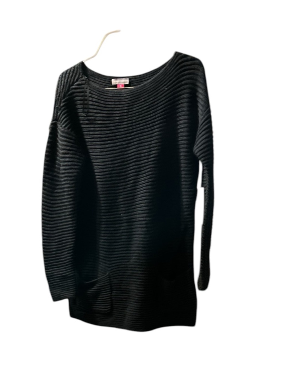 Vince Camuto Black Ribbed Crew Neck Sweater